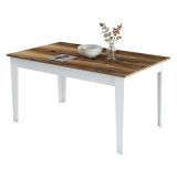 Tavolo Fisso Bianco Marrone Noce 6 Posti Forma Rettangolare 145x88x75h cm, Peso Supportato 120 kg - Sicura