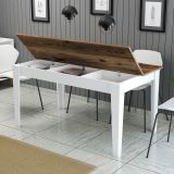 Tavolo Fisso Bianco Marrone Noce 6 Posti Forma Rettangolare 145x88x75h cm, Peso Supportato 120 kg - Sicura