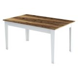 Tavolo Fisso Bianco Marrone Noce 6 Posti Forma Rettangolare 145x88x75h cm, Peso Supportato 120 kg - Sicura