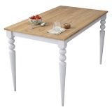 Tavolo Fisso Bianco Marrone Rovere 6 Posti Forma Rettangolare 120x70x74h cm, Peso Supportato 120 kg - Cingoli