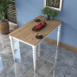 Tavolo Fisso Bianco Marrone Rovere 6 Posti Forma Rettangolare 120x70x74h cm, Peso Supportato 120 kg - Cingoli