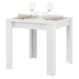 Tavolo Fisso Bianco Opaco 4 Posti Ripiano Effetto Dogato 80x80x76h cm, Forma Quadrato - Trosa