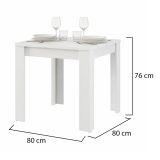 Tavolo Fisso Bianco Opaco 4 Posti Ripiano Effetto Dogato 80x80x76h cm, Forma Quadrato - Trosa