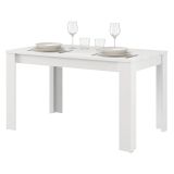 Tavolo Fisso Bianco Opaco 6 Posti Ripiano Effetto Dogato 135x80x76h cm, Forma Rettangolare - Luarca