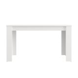 Tavolo Fisso Bianco Opaco 6 Posti Ripiano Effetto Dogato 135x80x76h cm, Forma Rettangolare - Luarca