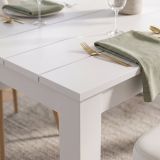 Tavolo Fisso Bianco Opaco 6 Posti Ripiano Effetto Dogato 135x80x76h cm, Forma Rettangolare - Luarca