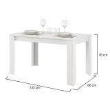 Tavolo Fisso Bianco Opaco 6 Posti Ripiano Effetto Dogato 135x80x76h cm, Forma Rettangolare - Luarca