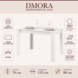 Tavolo Fisso Bianco Opaco 6 Posti Ripiano Effetto Dogato 135x80x76h cm, Forma Rettangolare - Luarca