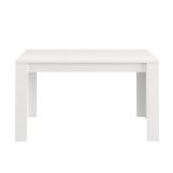 Tavolo Fisso Bianco Opaco 6 Posti Ripiano Effetto Dogato 135x80x76h cm, Forma Rettangolare - Luarca