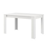 Tavolo Fisso Bianco Opaco 6 Posti Ripiano Effetto Dogato 135x80x76h cm, Forma Rettangolare - Luarca