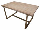 Tavolo fisso Bisenti, Ripiano da cucina, Consolle per sala da pranzo, Ripiano rettangolare fisso, Oro e Marrone, 150x90 h78 cm