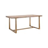 Tavolo fisso Bisenti, Ripiano da cucina, Consolle per sala da pranzo, Ripiano rettangolare fisso, Oro e Marrone, 180x90 h78 cm