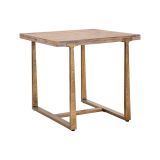 Tavolo fisso Bisenti, Ripiano da cucina, Consolle per sala da pranzo, Ripiano rettangolare fisso, Oro e Marrone, 80x80 h76 cm