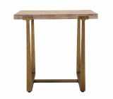 Tavolo fisso Bisenti, Ripiano da cucina, Consolle per sala da pranzo, Ripiano rettangolare fisso, Oro e Marrone, 80x80 h76 cm