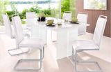 Tavolo fisso Gabriele, Tavolo rettangolare di design, Tavolo da cucina, 100% Made in Italy, cm 160x90h75, Bianco lucido