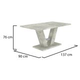 Tavolo Fisso Grigio Cemento 6 Posti Forma Rettangolare 137x90x76h cm, Sfumatura Colore Struttura Cemento - Liteneso