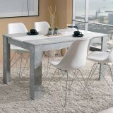 Tavolo Fisso Grigio Cemento Bianco 6 Posti Forma Rettangolare 135x80.5x74.5h cm, Colore Struttura Bianco - Simala