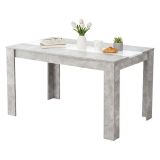 Tavolo Fisso Grigio Cemento Bianco 6 Posti Forma Rettangolare 135x80.5x74.5h cm, Colore Struttura Bianco - Simala