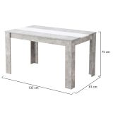 Tavolo Fisso Grigio Cemento Bianco 6 Posti Forma Rettangolare 135x80.5x74.5h cm, Colore Struttura Bianco - Simala