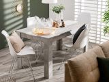 Tavolo Fisso Grigio Cemento Bianco 6 Posti Forma Rettangolare 135x80.5x74.5h cm, Colore Struttura Bianco - Simala