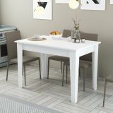 Tavolo fisso Heli, Ripiano da cucina, Consolle per sala da pranzo, Ripiano rettangolare fisso, 110x72 h75 cm, Bianco