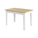Tavolo fisso Heli, Ripiano da cucina, Consolle per sala da pranzo, Ripiano rettangolare fisso, 110x72 h75 cm, Bianco e Quercia