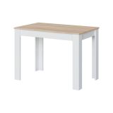 Tavolo fisso Lowell, Tavolo per sala pranzo, Tavolo consolle moderno per salotto o cucina, 109x67x78 cm, Bianco e Rovere