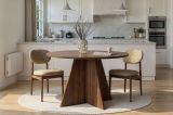 Tavolo Fisso Marrone Noce 4 Posti Forma Rotondo 120x120x75h cm, Peso Supportato 60 kg - Racale