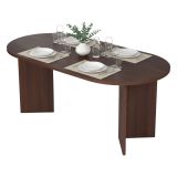 Tavolo Fisso Marrone Noce 6 Posti Forma Ovale 180x89.5x75h cm, Peso Supportato 70 kg - Monterano