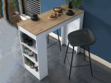 Tavolo Fisso Marrone Noce Bianco 2 Posti 120x50x100h cm, Forma Rettangolare - Assan
