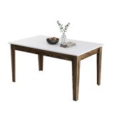 Tavolo Fisso Marrone Noce Bianco 6 Posti Forma Rettangolare 145x88x75h cm, Peso Supportato 120 kg - Viverone