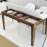 Tavolo Fisso Marrone Noce Bianco 6 Posti Forma Rettangolare 145x88x75h cm, Peso Supportato 120 kg - Viverone