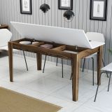 Tavolo Fisso Marrone Noce Bianco 6 Posti Forma Rettangolare 145x88x75h cm, Peso Supportato 120 kg - Viverone