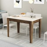Tavolo Fisso Marrone Noce Bianco Crema 6 Posti Forma Rettangolare 110x72x75h cm, Peso Supportato 120 kg - Zane