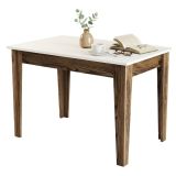 Tavolo Fisso Marrone Noce Bianco Crema 6 Posti Forma Rettangolare 110x72x75h cm, Peso Supportato 120 kg - Zane