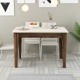 Tavolo Fisso Marrone Noce Bianco Crema 6 Posti Forma Rettangolare 110x72x75h cm, Peso Supportato 120 kg - Zane