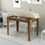 Tavolo Fisso Marrone Noce Bianco Crema 6 Posti Forma Rettangolare 110x72x75h cm, Peso Supportato 120 kg - Zane