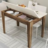 Tavolo Fisso Marrone Noce Bianco Crema 6 Posti Forma Rettangolare 110x72x75h cm, Peso Supportato 120 kg - Zane