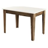 Tavolo Fisso Marrone Noce Bianco Crema 6 Posti Forma Rettangolare 110x72x75h cm, Peso Supportato 120 kg - Zane