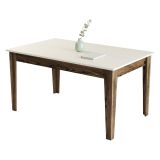Tavolo Fisso Marrone Noce Bianco Crema 6 Posti Forma Rettangolare 145x88x75h cm, Peso Supportato 120 kg - Viverone