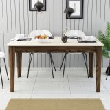 Tavolo Fisso Marrone Noce Bianco Crema 6 Posti Forma Rettangolare 145x88x75h cm, Peso Supportato 120 kg - Viverone