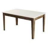 Tavolo Fisso Marrone Noce Bianco Crema 6 Posti Forma Rettangolare 145x88x75h cm, Peso Supportato 120 kg - Viverone