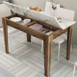 Tavolo Fisso Marrone Noce Bianco Marmo 6 Posti Forma Rettangolare 110x72x75h cm, Peso Supportato 120 kg - Madone