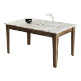 Tavolo Fisso Marrone Noce Bianco Marmo 6 Posti Forma Rettangolare 145x88x75h cm, Peso Supportato 120 kg - Viverone
