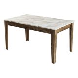 Tavolo Fisso Marrone Noce Bianco Marmo 6 Posti Forma Rettangolare 145x88x75h cm, Peso Supportato 120 kg - Viverone