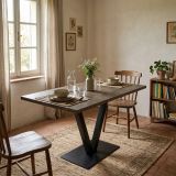 Tavolo Fisso Marrone Noce Nero 6 Posti Forma Rettangolare 125x66x77h cm, Peso Supportato 100 kg - Vadena