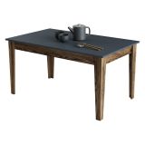 Tavolo Fisso Marrone Noce Nero Antracite 6 Posti Forma Rettangolare 145x88x75h cm, Peso Supportato 120 kg - Viverone