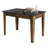 Tavolo Fisso Marrone Noce Nero Marmo 6 Posti Forma Rettangolare 110x72x75h cm, Peso Supportato 120 kg - Zane