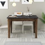 Tavolo Fisso Marrone Noce Nero Marmo 6 Posti Forma Rettangolare 110x72x75h cm, Peso Supportato 120 kg - Zane