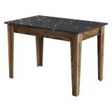 Tavolo Fisso Marrone Noce Nero Marmo 6 Posti Forma Rettangolare 110x72x75h cm, Peso Supportato 120 kg - Zane